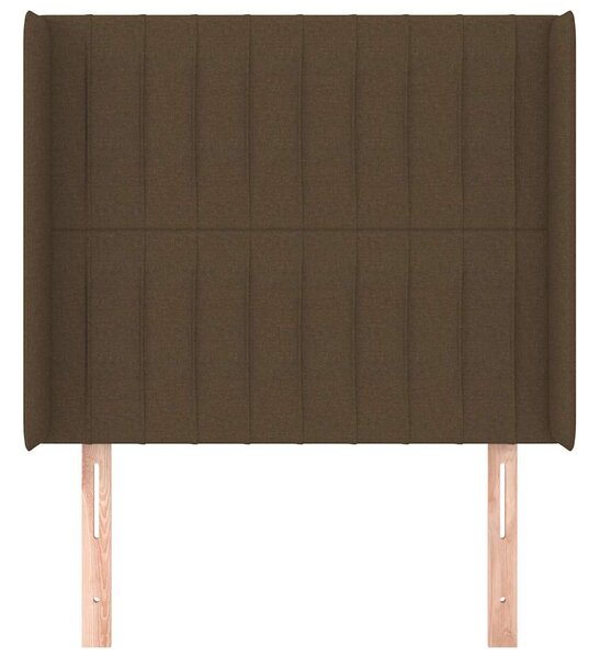 Čelo postele typu ušák tmavě hnědé 93x16x118/128 cm textil 3119803
