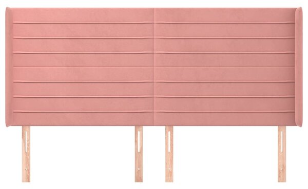 Čelo postele typu ušák růžové 163x16x118/128 cm samet 3119779