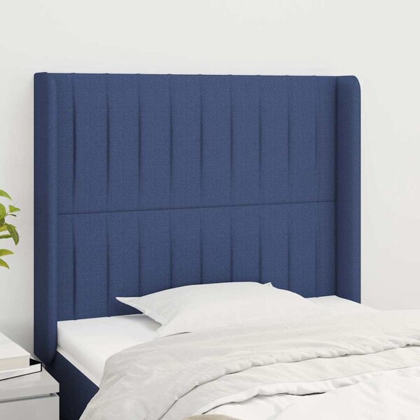 Čelo postele typu ušák modré 83x16x118/128 cm textil 3119798