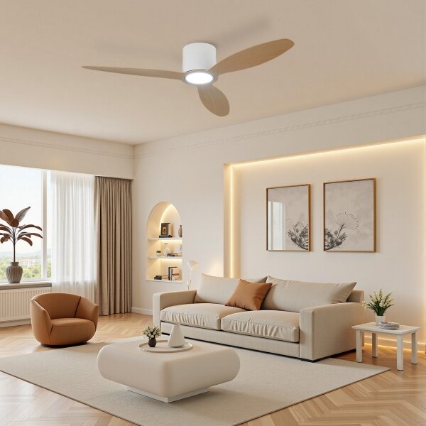 ZEVENTI - LED Stropní ventilátor VENTORA LED/24W/230V Wi-Fi Tuya bílá/dub + DO