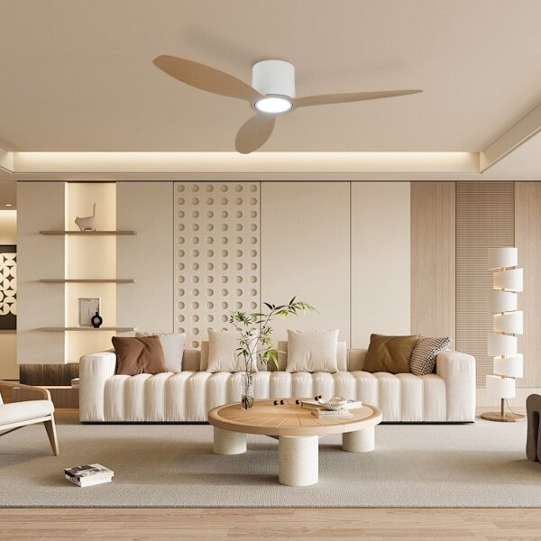 ZEVENTI - LED Stropní ventilátor VENTORA LED/24W/230V Wi-Fi Tuya bílá/dub + DO