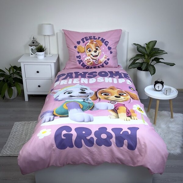 Dětské povlečení z mikrovlákna PAW PATROL Pawsome friendships růžové Rozměr povlečení: 70 x 90 cm | 140 x 200 cm