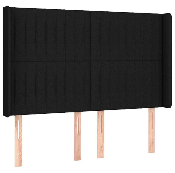 Čelo postele typu ušák černé 147x16x118/128 cm textil 3119818