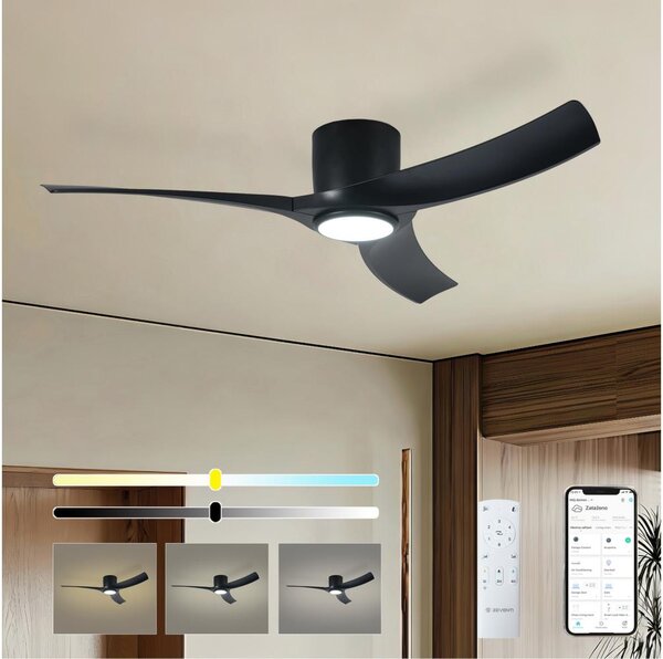 ZEVENTI - LED Stropní ventilátor ORBITO LED/24W/230V Wi-Fi Tuya černá + DO