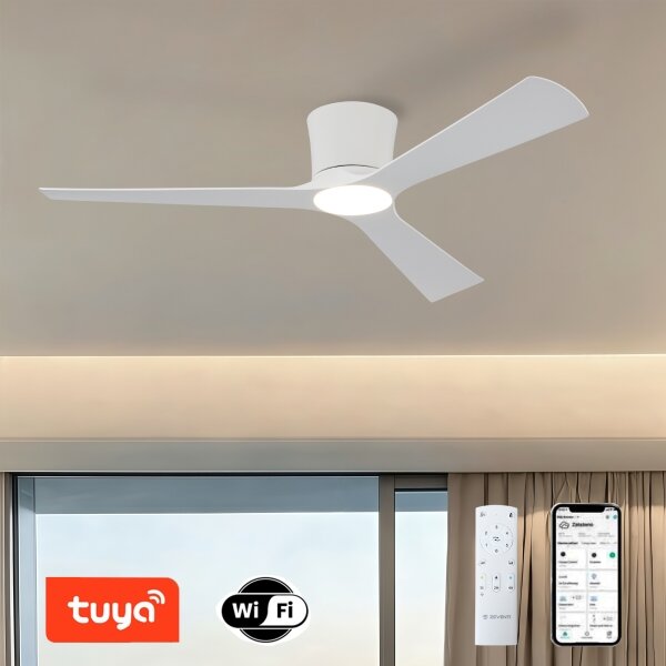 ZEVENTI - LED Stropní ventilátor AUREX LED/24W/230V Wi-Fi Tuya bílá + DO