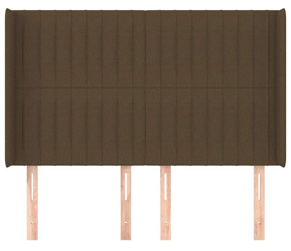 Čelo postele typu ušák tmavě hnědé 147x16x118/128 cm textil 3119819