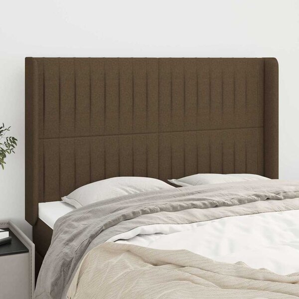 Čelo postele typu ušák tmavě hnědé 147x16x118/128 cm textil 3119819
