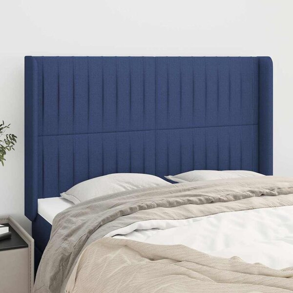 Čelo postele typu ušák modré 147x16x118/128 cm textil 3119822