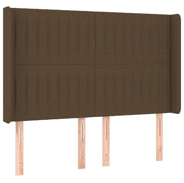 Čelo postele typu ušák tmavě hnědé 147x16x118/128 cm textil 3119819