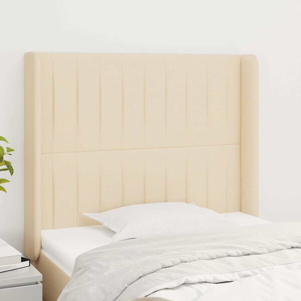 Čelo postele typu ušák krémové 103x16x118/128 cm textil 3119813