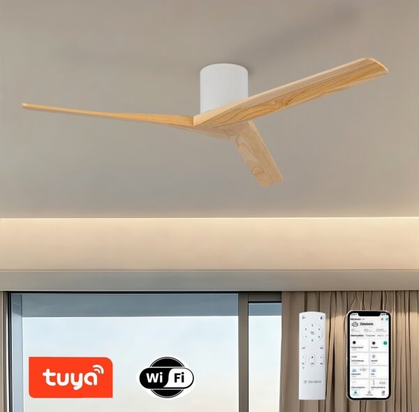 ZEVENTI - Stropní ventilátor VELLON Wi-Fi Tuya bílá/pavlovnie + DO