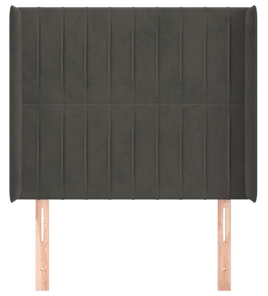 Čelo postele typu ušák tmavě šedé 83x16x118/128 cm samet 3119849