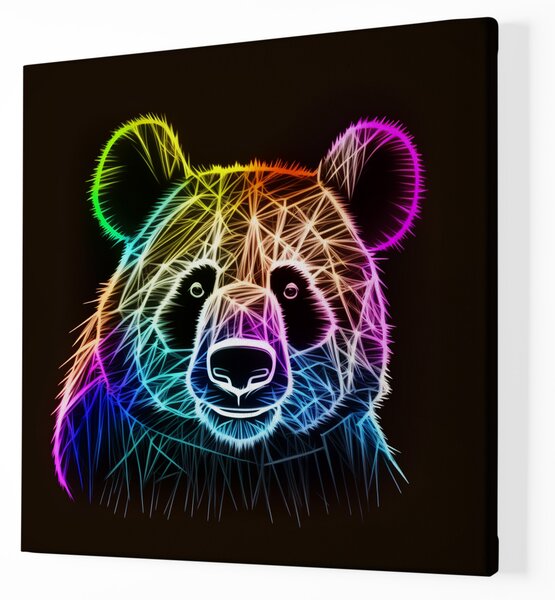 Obraz na plátně - Barevná zářící Panda FeelHappy.cz Rozměr (Šířka/Výška): 40 x 40 cm