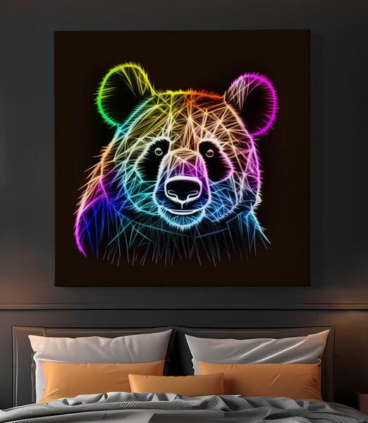 Obraz na plátně - Barevná zářící Panda FeelHappy.cz Rozměr (Šířka/Výška): 40 x 40 cm