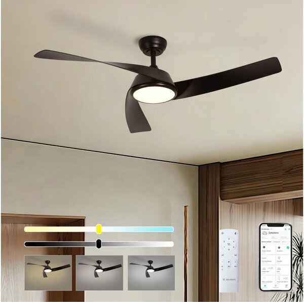 ZEVENTI - LED Stropní ventilátor AERYS LED/24W/230V Wi-Fi Tuya černá + DO