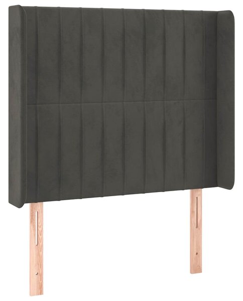 Čelo postele typu ušák tmavě šedé 83x16x118/128 cm samet 3119849