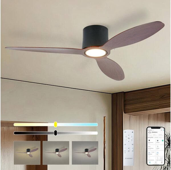 ZEVENTI - LED Stropní ventilátor VENTORA LED/24W/230V Wi-Fi Tuya černá/ořech +DO
