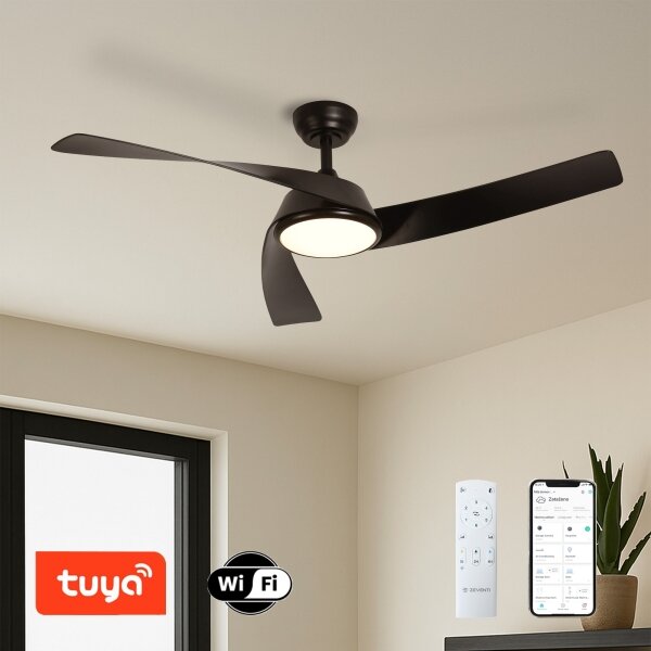 ZEVENTI - LED Stropní ventilátor AERYS LED/24W/230V Wi-Fi Tuya černá + DO