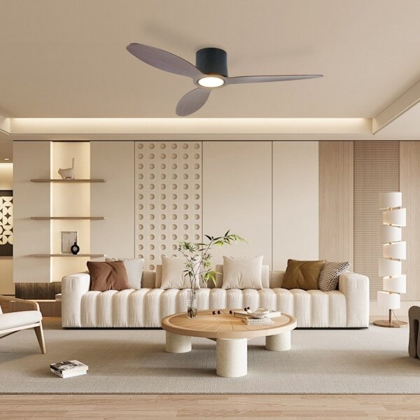 ZEVENTI - LED Stropní ventilátor VENTORA LED/24W/230V Wi-Fi Tuya černá/ořech +DO
