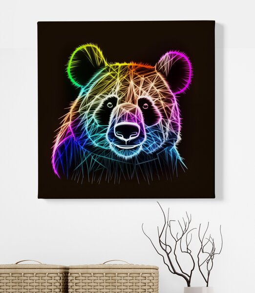 Obraz na plátně - Barevná zářící Panda FeelHappy.cz Rozměr (Šířka/Výška): 40 x 40 cm