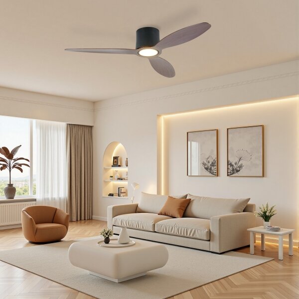 ZEVENTI - LED Stropní ventilátor VENTORA LED/24W/230V Wi-Fi Tuya černá/ořech +DO