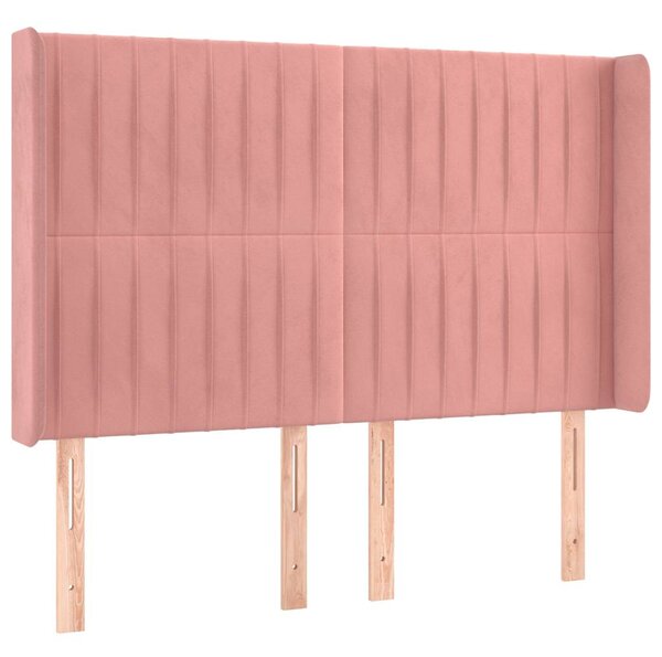 Čelo postele typu ušák růžové 147x16x118/128 cm samet 3119871