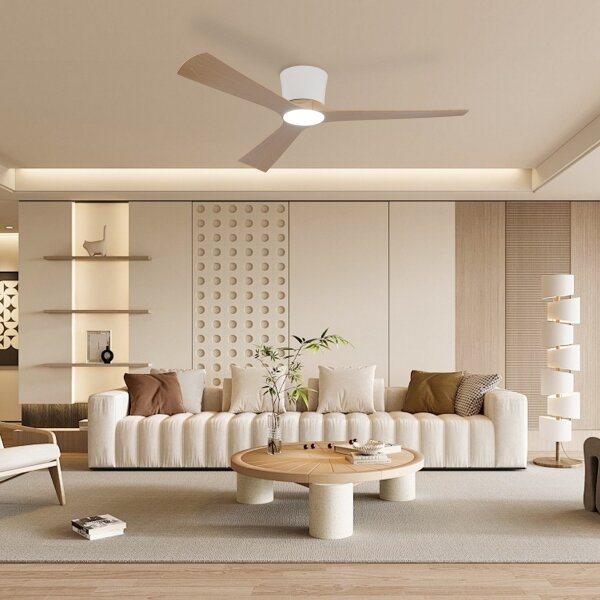 ZEVENTI - LED Stropní ventilátor AUREX LED/24W/230V Wi-Fi Tuya bílá/dub + DO