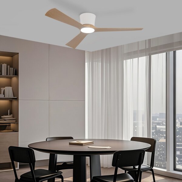 ZEVENTI - LED Stropní ventilátor AUREX LED/24W/230V Wi-Fi Tuya bílá/dub + DO