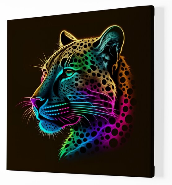 Obraz na plátně - Barevný zářící Gepard FeelHappy.cz Rozměr obrazu (Šířka x Výška): 40 x 40 cm