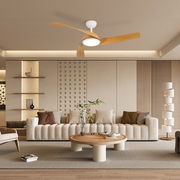 ZEVENTI - LED Stropní ventilátor AERYS LED/24W/230V Wi-Fi Tuya bílá/dub + DO