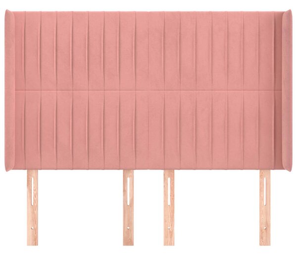 Čelo postele typu ušák růžové 147x16x118/128 cm samet 3119871