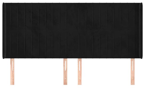 Čelo postele typu ušák černé 203x16x118/128 cm samet 3119886