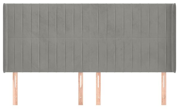 Čelo postele typu ušák světle šedé 183x16x118/128 cm samet 3119878