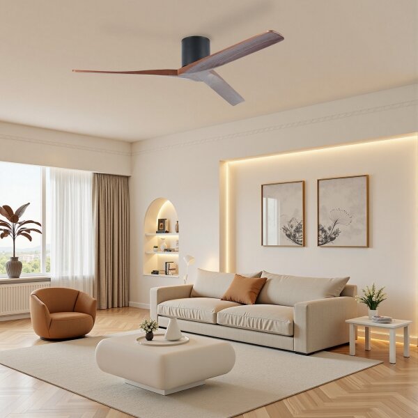 ZEVENTI - Stropní ventilátor VELLON Wi-Fi Tuya černá/ořech + DO
