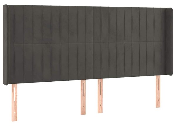 Čelo postele typu ušák tmavě šedé 163x16x118/128 cm samet 3119873