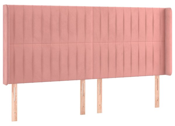 Čelo postele typu ušák růžové 203x16x118/128 cm samet 3119889