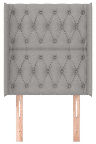Čelo postele typu ušák světle šedé 83x16x118/128 cm textil 3119890
