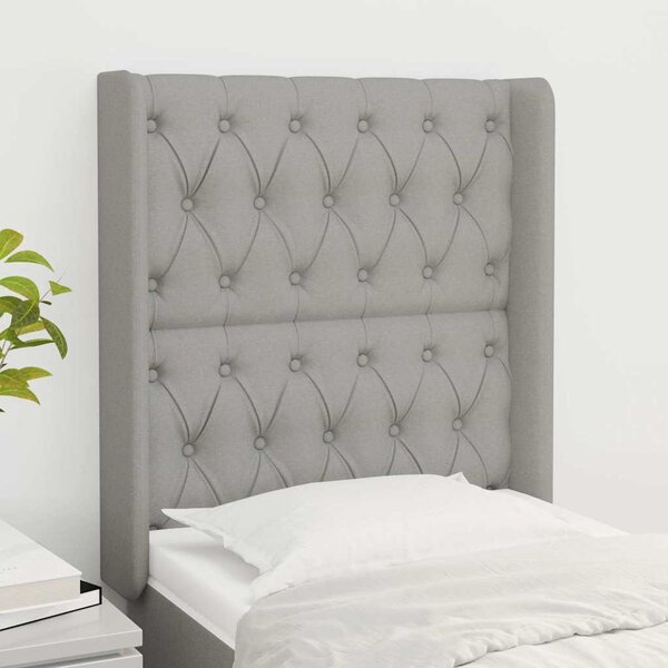 Čelo postele typu ušák světle šedé 83x16x118/128 cm textil 3119890