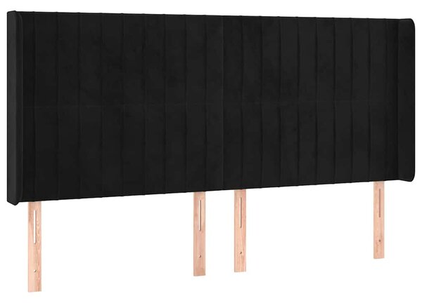 Čelo postele typu ušák černé 203x16x118/128 cm samet 3119886
