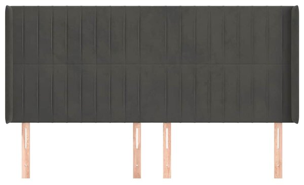 Čelo postele typu ušák tmavě šedé 163x16x118/128 cm samet 3119873
