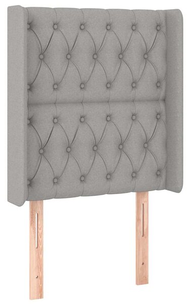 Čelo postele typu ušák světle šedé 83x16x118/128 cm textil 3119890