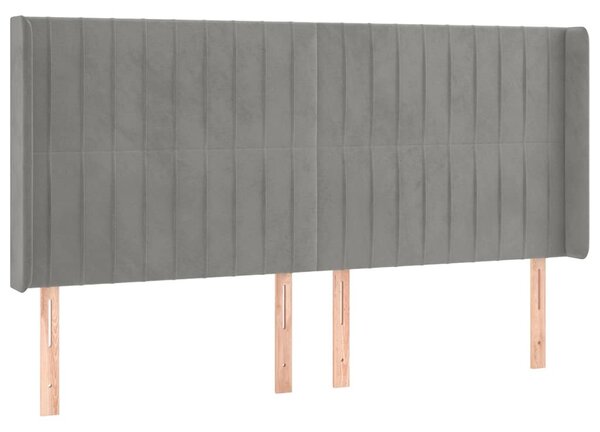 Čelo postele typu ušák světle šedé 183x16x118/128 cm samet 3119878
