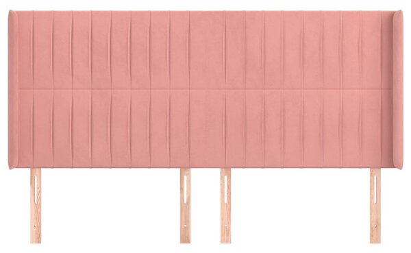 Čelo postele typu ušák růžové 203x16x118/128 cm samet 3119889