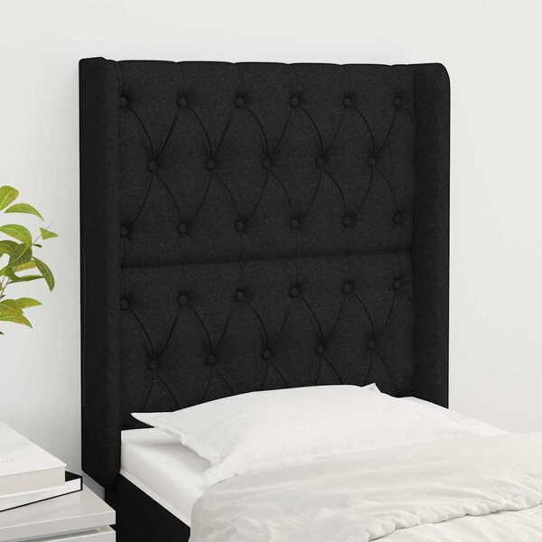 Čelo postele typu ušák černé 83x16x118/128 cm textil 3119892