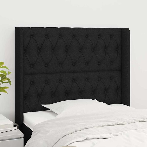 Čelo postele typu ušák černé 103x16x118/128 cm textil 3119908