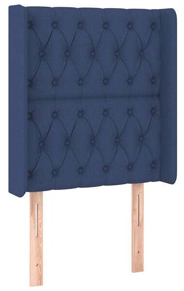 Čelo postele typu ušák modré 83x16x118/128 cm textil 3119896