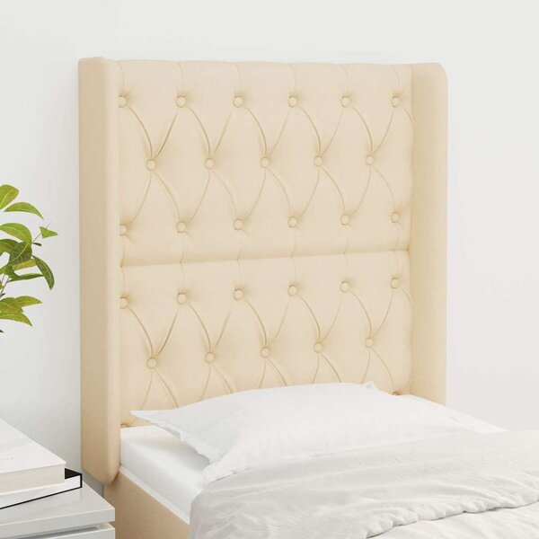 Čelo postele typu ušák krémové 83x16x118/128 cm textil 3119895