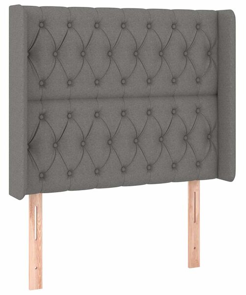 Čelo postele typu ušák tmavě šedé 93x16x118/128 cm textil 3119899