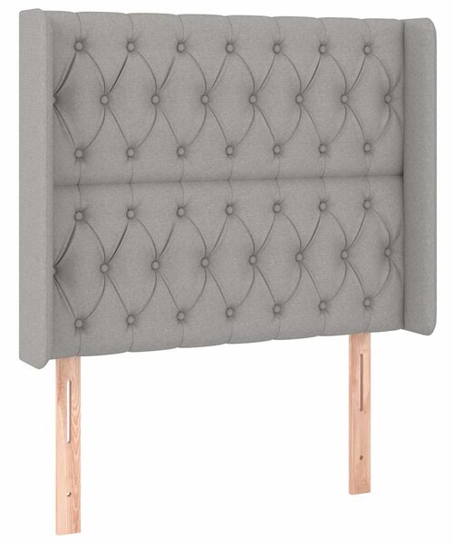 Čelo postele s LED světle šedé 93x16x118/128 cm textil 3124366