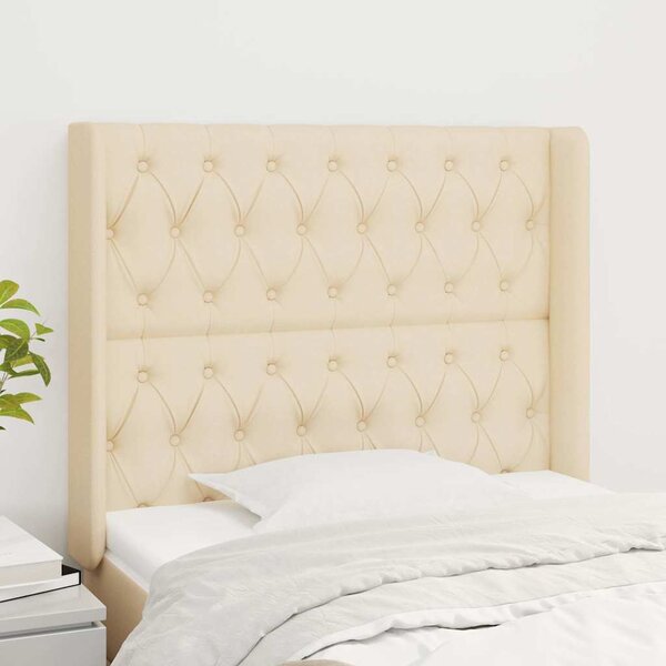 Čelo postele typu ušák krémové 93x16x118/128 cm textil 3119903